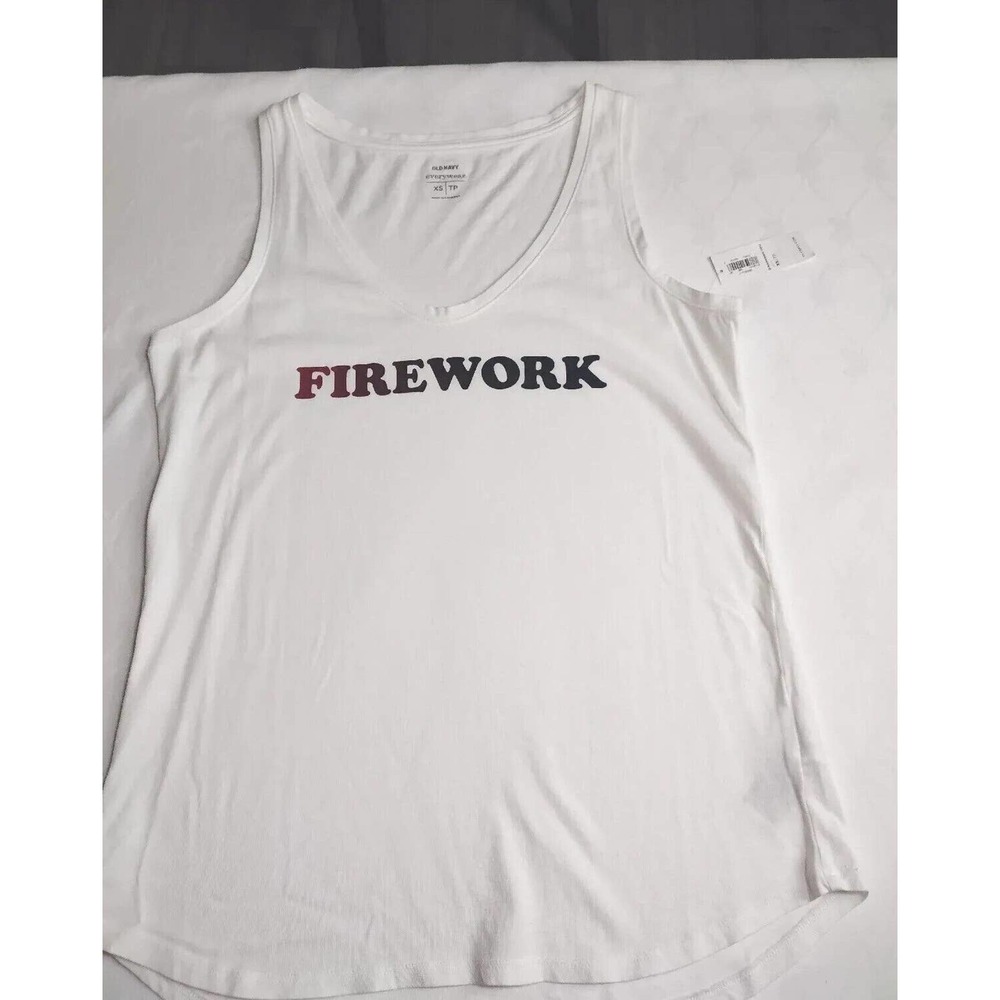 Women's Old Navy Sleeveless V ~Neck "FIREWORK" T- SHIRT XS NWT